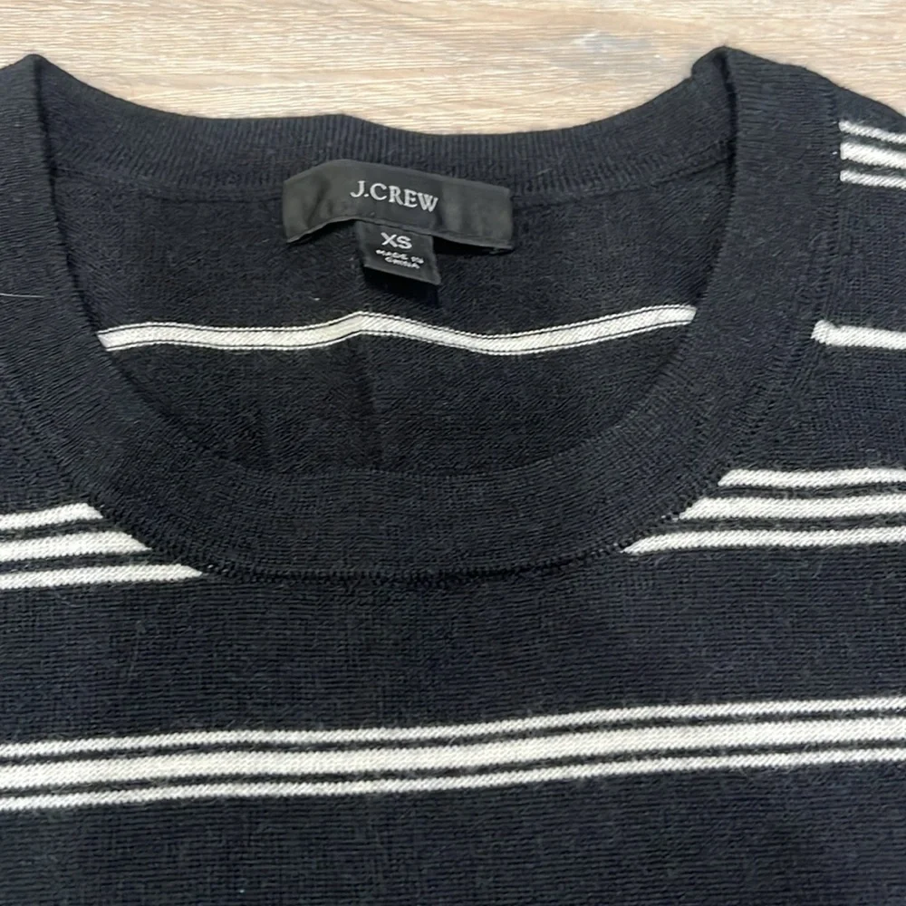 J. Crew | Margot Crewneck Merino Wool Sweater black white classic stripe